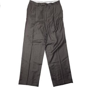 Canali Wool Dress Pants Mens 33x31 Tallia Delfino Super 120 Brown Pleated Cuffed